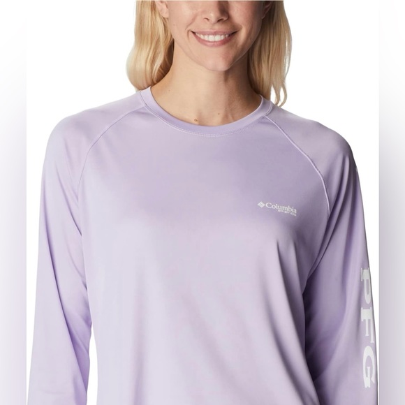 Columbia Tops - NWT Columbia Women's Tidal Tee II Long Sleeve SizeXL ColorSoft Violet/White Logo